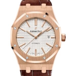 오데마피게 로얄오크 “Counterweight” Selfwinding 41mm 15400OR.OO.D088CR.01 Rose Gold Leather Strap Silver Dial[APS]