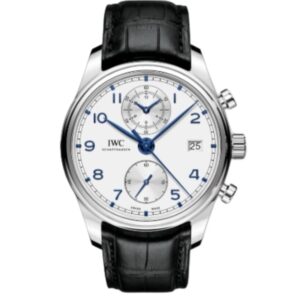 IWC 포르투기즈 Chronograph 42mm IW390302 Steel Leather Strap Arabic Numerals Silver Dial[ZF]