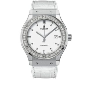 위블로 클래식퓨전 38mm 582.NX.2610.RX.1204 Diamond Bezel Steel Leather Strap White Dial[HB]