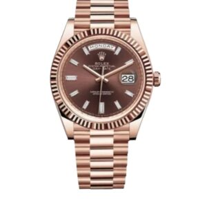 롤렉스 데이데이트 40mm Counterweight 228235-0003 Full Rose Gold Diamond Baguette Brown Dial[ARF]