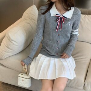 [국내배송]톰브라운 배색카라 강아지 꽈배기니트