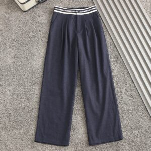 [국내배송]미우미우 신상 여성용 스판와이드 밴딩로고 데님팬츠