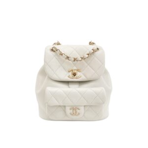 [프리미엄/해외배송]샤넬 듀마 백팩 싱글포켓 스몰(화이트/금장/카프스킨)