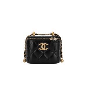 [프리미엄/해외배송]샤넬 베니티 더블 골드볼 미니 백(블랙/금장/램스킨)