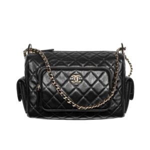 [프리미엄/해외배송]샤넬 카메라 케이스 라지 백(블랙/금장/램스킨)