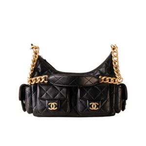 [프리미엄/해외배송]샤넬 크루즈 라지 호보 백(블랙/금장/램스킨)