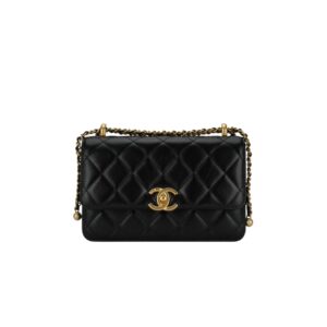 [프리미엄/해외배송]샤넬 클래식 더블 골드볼 스몰 플랩 백(블랙/금장/카프스킨)