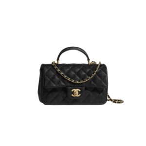 [프리미엄/해외배송]샤넬 클래식 탑핸들 미니 플랩 백(블랙/금장/캐비어)
